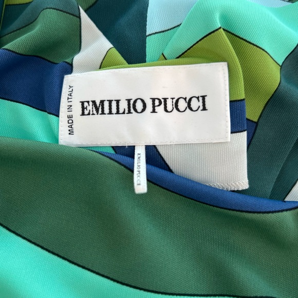 EMILIO PUCCI GREEN MULTI ICONIC PRINT CONVERTIBLE DRESS SIZE IT 42 / US 8 NWOTS! - Picture 13 of 17